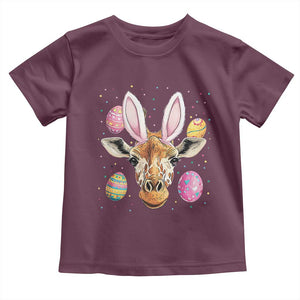 Funny Giraffe Bunny Toddler T Shirt Happy Easter Day Sunday TS02 Maroon Print Your Wear