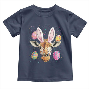 Funny Giraffe Bunny Toddler T Shirt Happy Easter Day Sunday TS02 Navy Print Your Wear