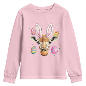Funny Giraffe Bunny Youth Sweatshirt Happy Easter Day Sunday TS02 Light Pink Print Your Wear
