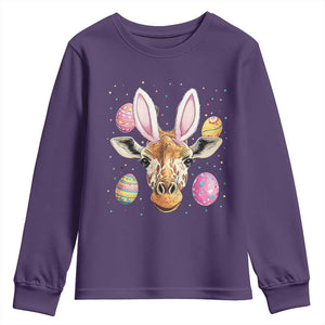 Funny Giraffe Bunny Youth Sweatshirt Happy Easter Day Sunday TS02 Purple Print Your Wear
