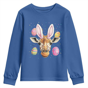Funny Giraffe Bunny Youth Sweatshirt Happy Easter Day Sunday TS02 Royal Blue Print Your Wear