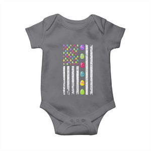 Easter Eggs American Flag Patriotic Baby Onesie Happy Easter Day TS02 Charcoal Print Your Wear