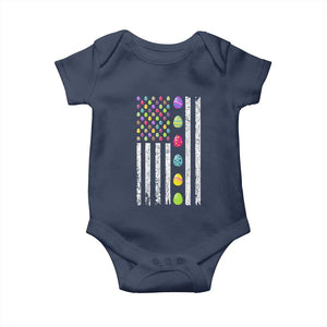 Easter Eggs American Flag Patriotic Baby Onesie Happy Easter Day TS02 Navy Print Your Wear