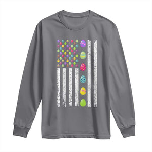 Easter Eggs American Flag Patriotic Long Sleeve Shirt Happy Easter Day TS02 Charcoal Print Your Wear
