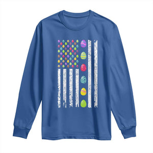 Easter Eggs American Flag Patriotic Long Sleeve Shirt Happy Easter Day TS02 Royal Blue Print Your Wear