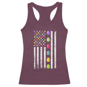 Easter Eggs American Flag Patriotic Racerback Tank Top Happy Easter Day TS02 Maroon Print Your Wear