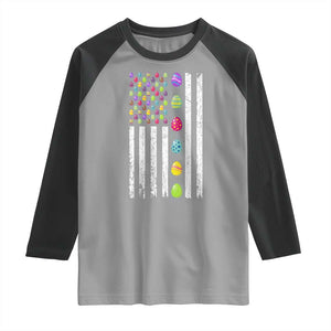Easter Eggs American Flag Patriotic Raglan Shirt Happy Easter Day TS02 Sport Gray Black Print Your Wear