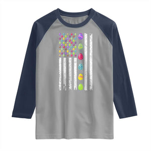 Easter Eggs American Flag Patriotic Raglan Shirt Happy Easter Day TS02 Sport Gray Navy Print Your Wear