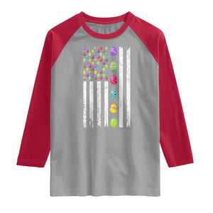 Easter Eggs American Flag Patriotic Raglan Shirt Happy Easter Day TS02 Sport Gray Red Print Your Wear