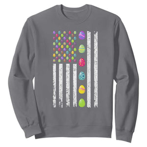 Easter Eggs American Flag Patriotic Sweatshirt Happy Easter Day TS02 Charcoal Print Your Wear