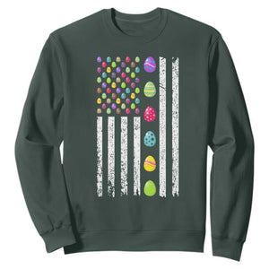 Easter Eggs American Flag Patriotic Sweatshirt Happy Easter Day TS02 Dark Forest Green Print Your Wear