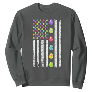 Easter Eggs American Flag Patriotic Sweatshirt Happy Easter Day TS02 Dark Heather Print Your Wear