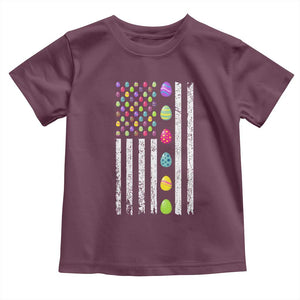 Easter Eggs American Flag Patriotic Toddler T Shirt Happy Easter Day TS02 Maroon Print Your Wear
