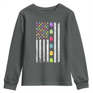 Easter Eggs American Flag Patriotic Youth Sweatshirt Happy Easter Day TS02 Dark Heather Print Your Wear