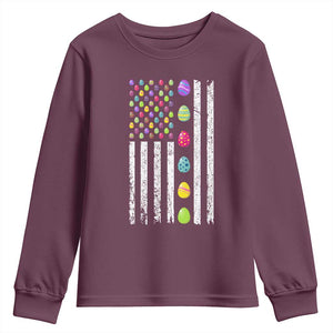 Easter Eggs American Flag Patriotic Youth Sweatshirt Happy Easter Day TS02 Maroon Print Your Wear