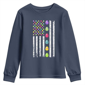 Easter Eggs American Flag Patriotic Youth Sweatshirt Happy Easter Day TS02 Navy Print Your Wear