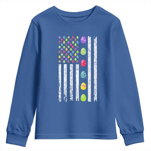 Easter Eggs American Flag Patriotic Youth Sweatshirt Happy Easter Day TS02 Royal Blue Print Your Wear