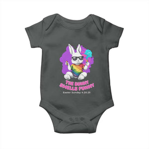 Happy 420 Easter Baby Onesie The Bunny Smells Funny TS02 Dark Heather Print Your Wear