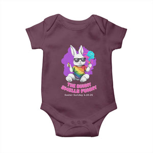 Happy 420 Easter Baby Onesie The Bunny Smells Funny TS02 Maroon Print Your Wear