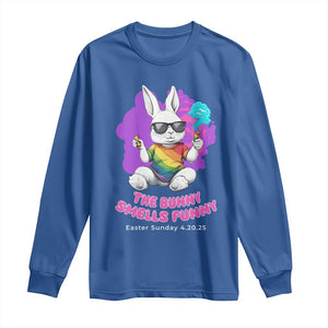 Happy 420 Easter Long Sleeve Shirt The Bunny Smells Funny TS02 Royal Blue Print Your Wear
