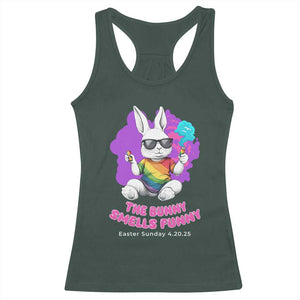 Happy 420 Easter Racerback Tank Top The Bunny Smells Funny TS02 Dark Forest Green Print Your Wear