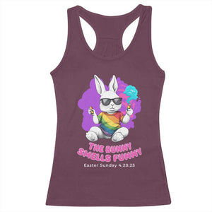 Happy 420 Easter Racerback Tank Top The Bunny Smells Funny TS02 Maroon Print Your Wear
