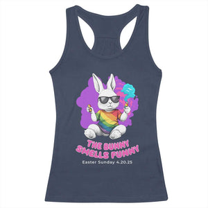 Happy 420 Easter Racerback Tank Top The Bunny Smells Funny TS02 Navy Print Your Wear