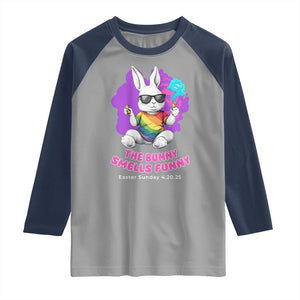 Happy 420 Easter Raglan Shirt The Bunny Smells Funny TS02 Sport Gray Navy Print Your Wear
