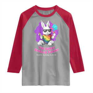 Happy 420 Easter Raglan Shirt The Bunny Smells Funny TS02 Sport Gray Red Print Your Wear