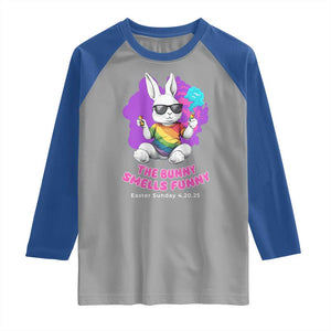 Happy 420 Easter Raglan Shirt The Bunny Smells Funny TS02 Sport Gray Royal Print Your Wear