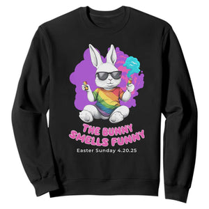 Happy 420 Easter Sweatshirt The Bunny Smells Funny TS02 Black Print Your Wear