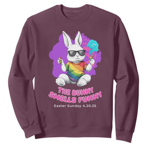 Happy 420 Easter Sweatshirt The Bunny Smells Funny TS02 Maroon Print Your Wear