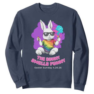 Happy 420 Easter Sweatshirt The Bunny Smells Funny TS02 Navy Print Your Wear