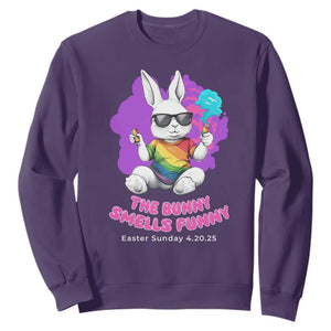 Happy 420 Easter Sweatshirt The Bunny Smells Funny TS02 Purple Print Your Wear