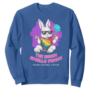 Happy 420 Easter Sweatshirt The Bunny Smells Funny TS02 Royal Blue Print Your Wear