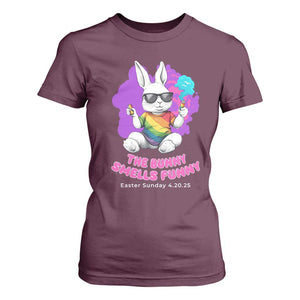 Happy 420 Easter T Shirt For Women The Bunny Smells Funny TS02 Maroon Print Your Wear