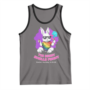 Happy 420 Easter Tank Top The Bunny Smells Funny TS02 Deep Heather Black Print Your Wear