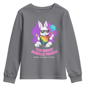 Happy 420 Easter Youth Sweatshirt The Bunny Smells Funny TS02 Charcoal Print Your Wear