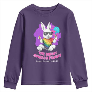 Happy 420 Easter Youth Sweatshirt The Bunny Smells Funny TS02 Purple Print Your Wear