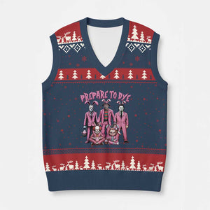 Prepare to Groovy Dye Funny Bunny Easter V-Neck Knit Sweater Vest Horror Dyeing Eggs TS02 Navy Red Print Your Wear