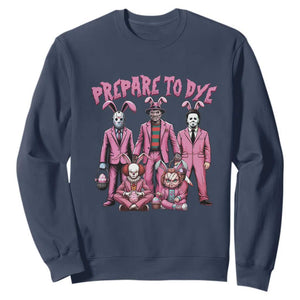 Prepare to Groovy Dye Funny Bunny Easter Sweatshirt Horror Dyeing Eggs TS02 Navy Print Your Wear