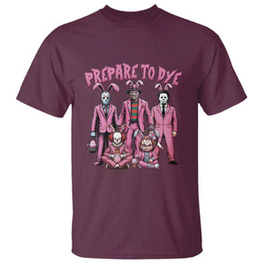 Prepare to Groovy Dye Funny Bunny Easter T Shirt Horror Dyeing Eggs TS02 Maroon Print Your Wear