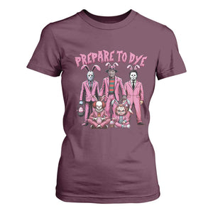 Prepare to Groovy Dye Funny Bunny Easter T Shirt For Women Horror Dyeing Eggs TS02 Maroon Print Your Wear