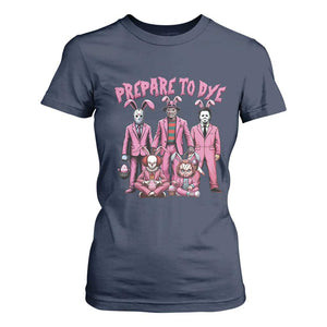 Prepare to Groovy Dye Funny Bunny Easter T Shirt For Women Horror Dyeing Eggs TS02 Navy Print Your Wear