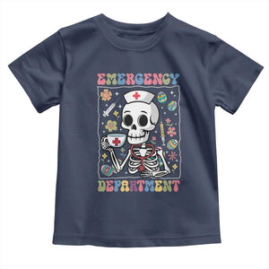 Emergency Department Skeleton Nurse Easter Toddler T Shirt ER Nursing Room TS02 Navy Print Your Wear