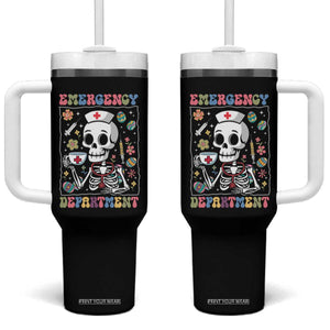 Emergency Department Skeleton Nurse Easter Tumbler With Handle ER Nursing Room TS02 One Size: 40 oz Black Print Your Wear