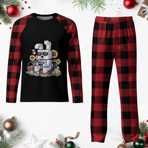 Pixel Art Gamer Bunny Easter Plaid Pajama Set Cool Retro Gaming Vibes TS02 Buffalo Plaid Print Your Wear