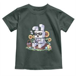 Pixel Art Gamer Bunny Easter Toddler T Shirt Cool Retro Gaming Vibes TS02 Dark Forest Green Print Your Wear