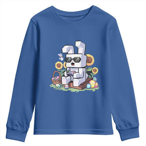 Pixel Art Gamer Bunny Easter Youth Sweatshirt Cool Retro Gaming Vibes TS02 Royal Blue Print Your Wear