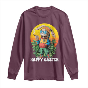 Happy 420 Easter Long Sleeve Shirt Funny Bunny Smoking Weed TS02 Maroon Print Your Wear